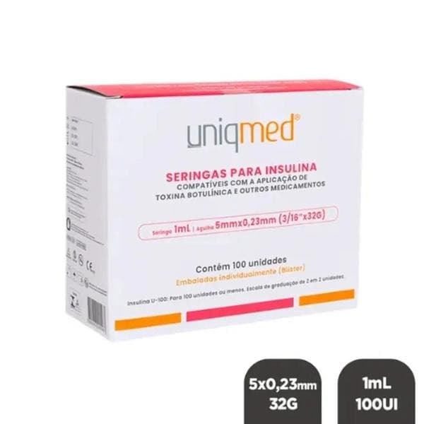 Seringa 01ml com agulha 5x0,23 ultra fine uniqmed (exclusiva botox) 10 UNIDADES