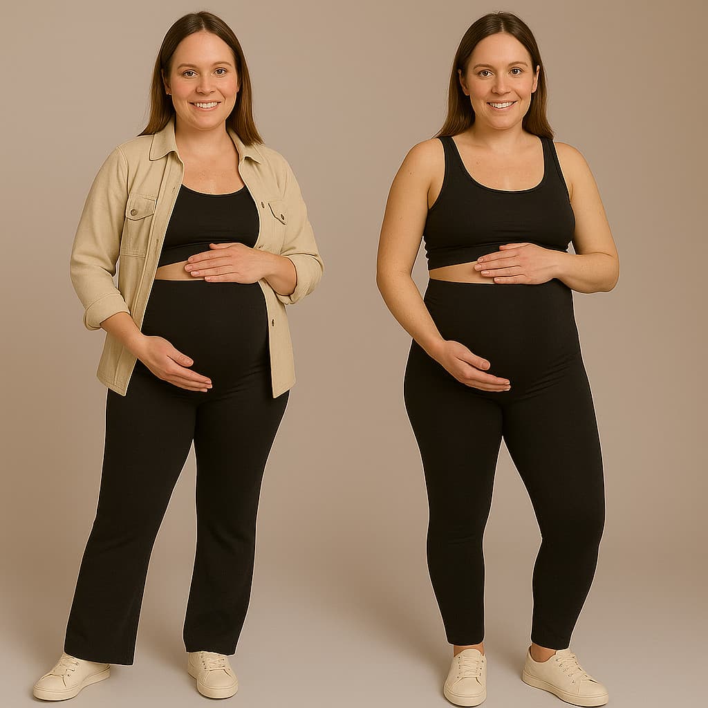 Kit 1 Legging Gestante E 1 Legging Gestante Flare Grávida