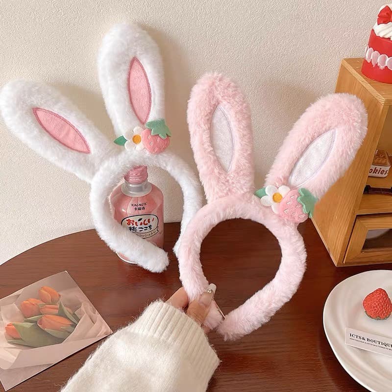 Coreano Peluche Fofo Coelho Do Amor Fita De Orelha Lavar O Rosto Adulto Roupa De Cabeça Coelhinho Feminino