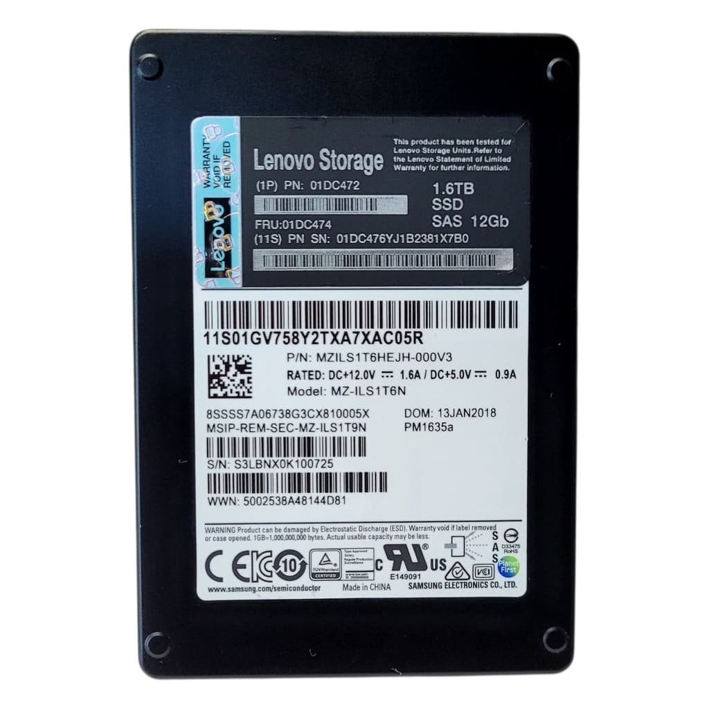 Ssd Lenovo 1.6tb Sas 12gb 2,5 Storage Pn: 01dc472 Fru: 01dc474