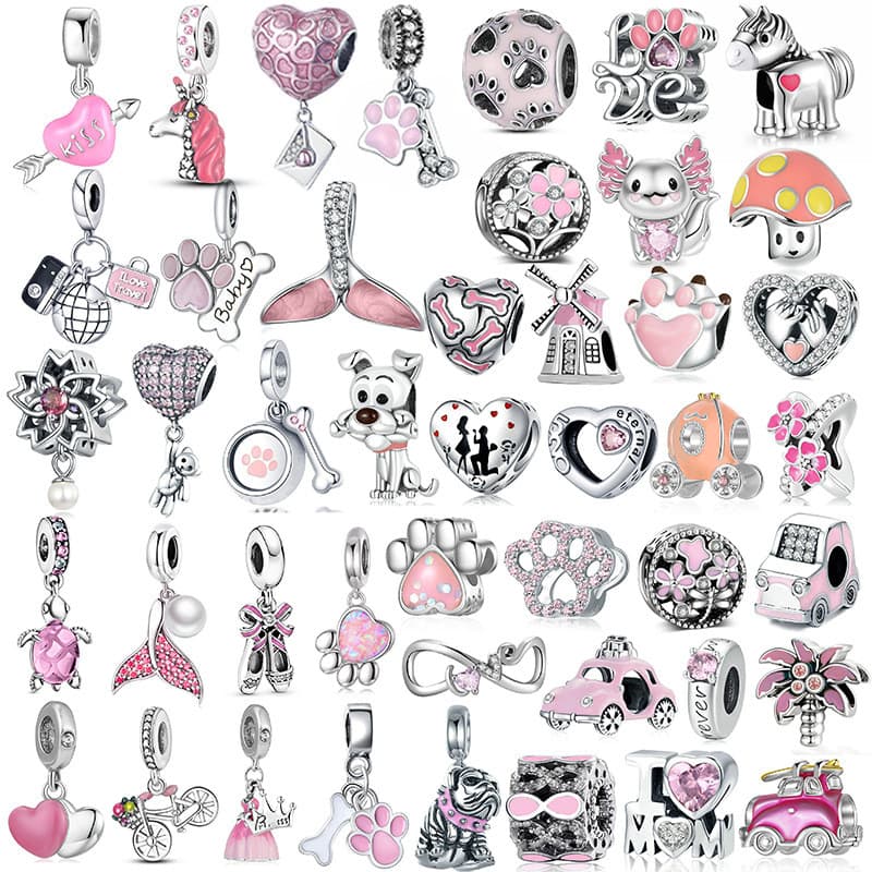 Berloques 925 Pingente De Prata Clássico Charme Rosa Pé Pulseira Acessórios Mãe Colar Pingente DIY Jóias Criativas