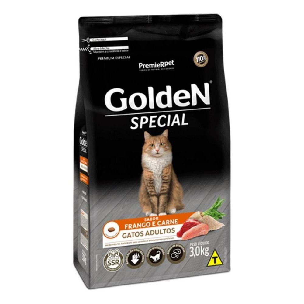 Ração Golden Special para Gatos Adultos Sabor Frango e Carne 3kg