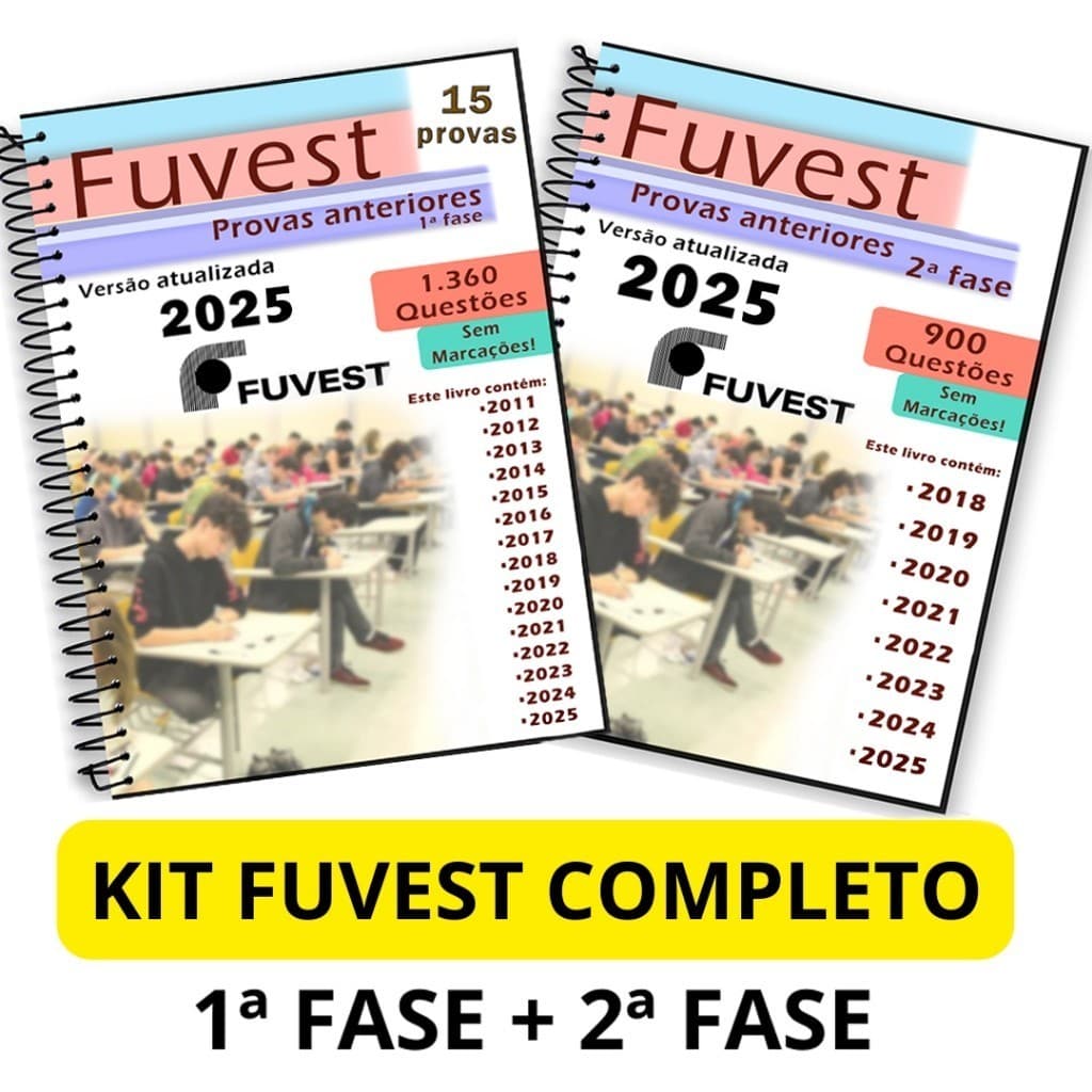 Kit Fuvest 1ª e 2ª fase completo + gabaritos