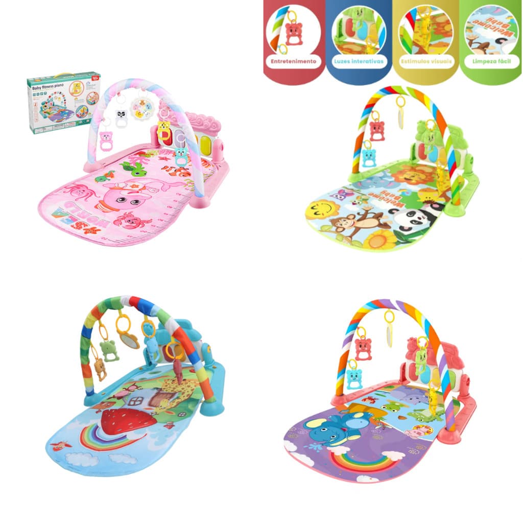 Tapete de Atividades Bebê Musical Ginásio com Piano Interativo com Som e Luzes