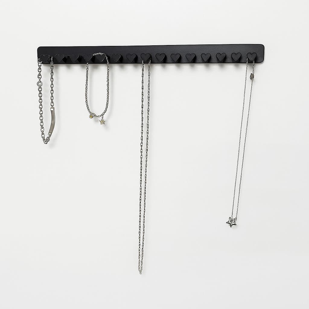 Organizador de Joias para Pendurar Coração de Parede Expositor de Anéis Suporte para Colares e Pulseiras Dupla face