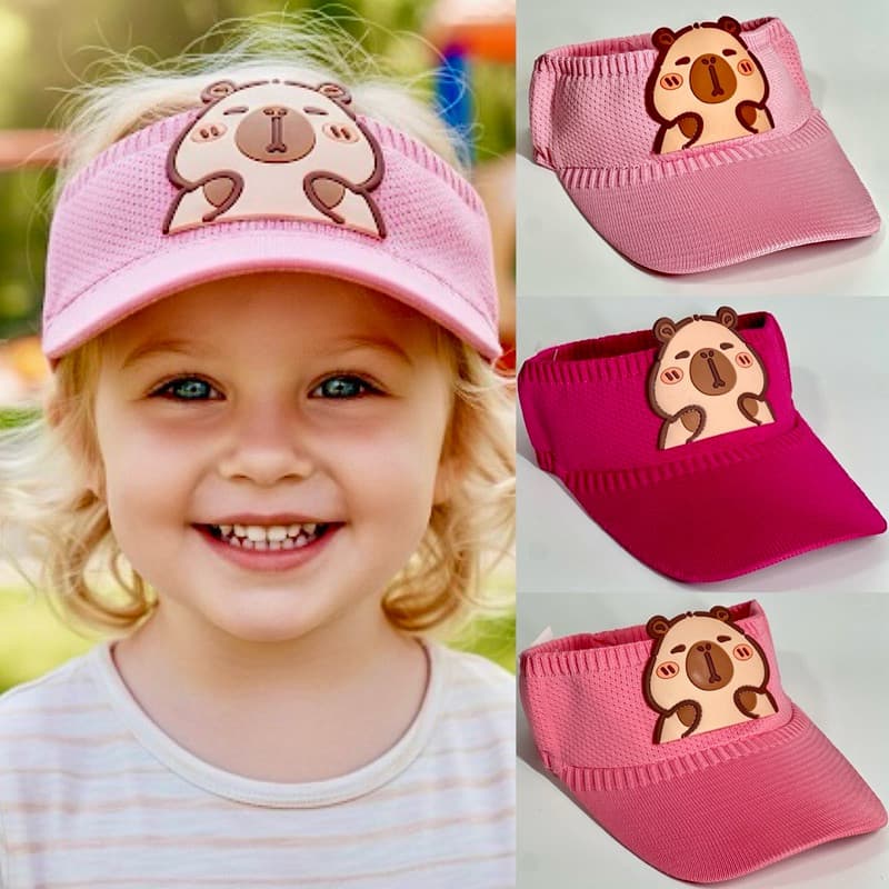 Viseira Infantil Capivara Cuca Fresca Meninos e meninas Anti Raios Uv50 Verão Férias Praia Sol Piscina Passeio Parque