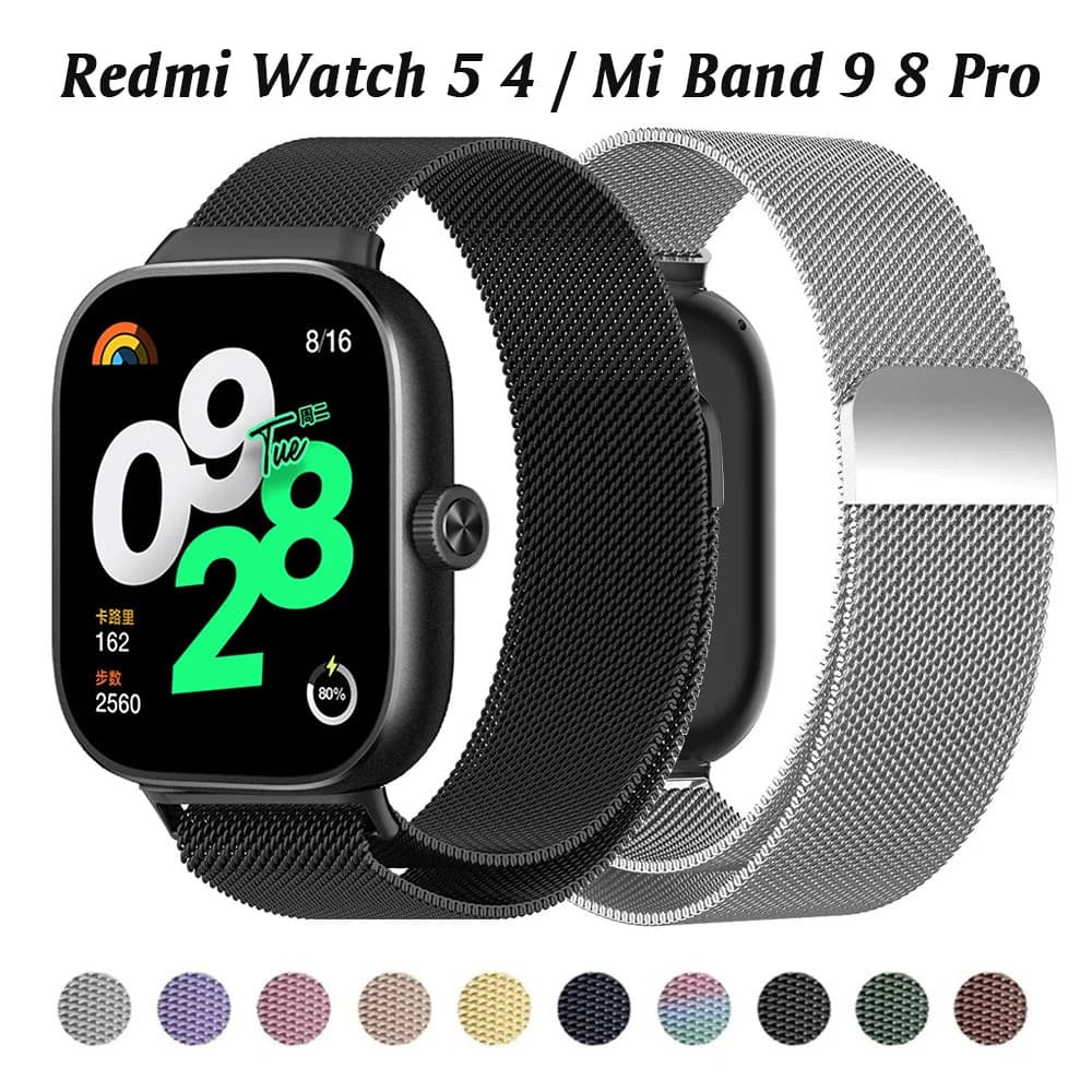 Pulseira de Aços inoxidáveis para Xiaomi Watch Band 9 Pro Mi Band8 Band9 Pro / Redmi Watch 6 5 4