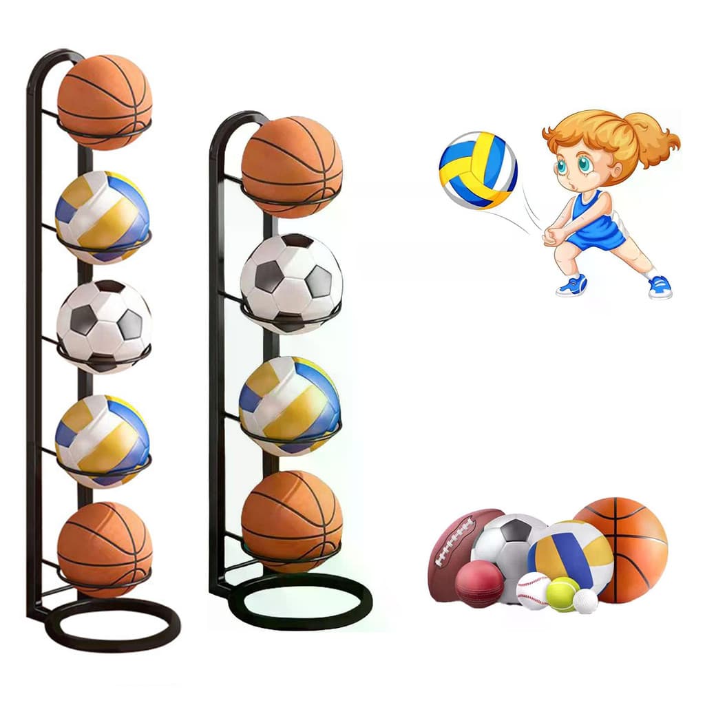 Anel De Armazenamento De Basquete De 4-5 Camadas , Organizador , Rack Suporte De Bola , Vôlei , Rugby , Vertical