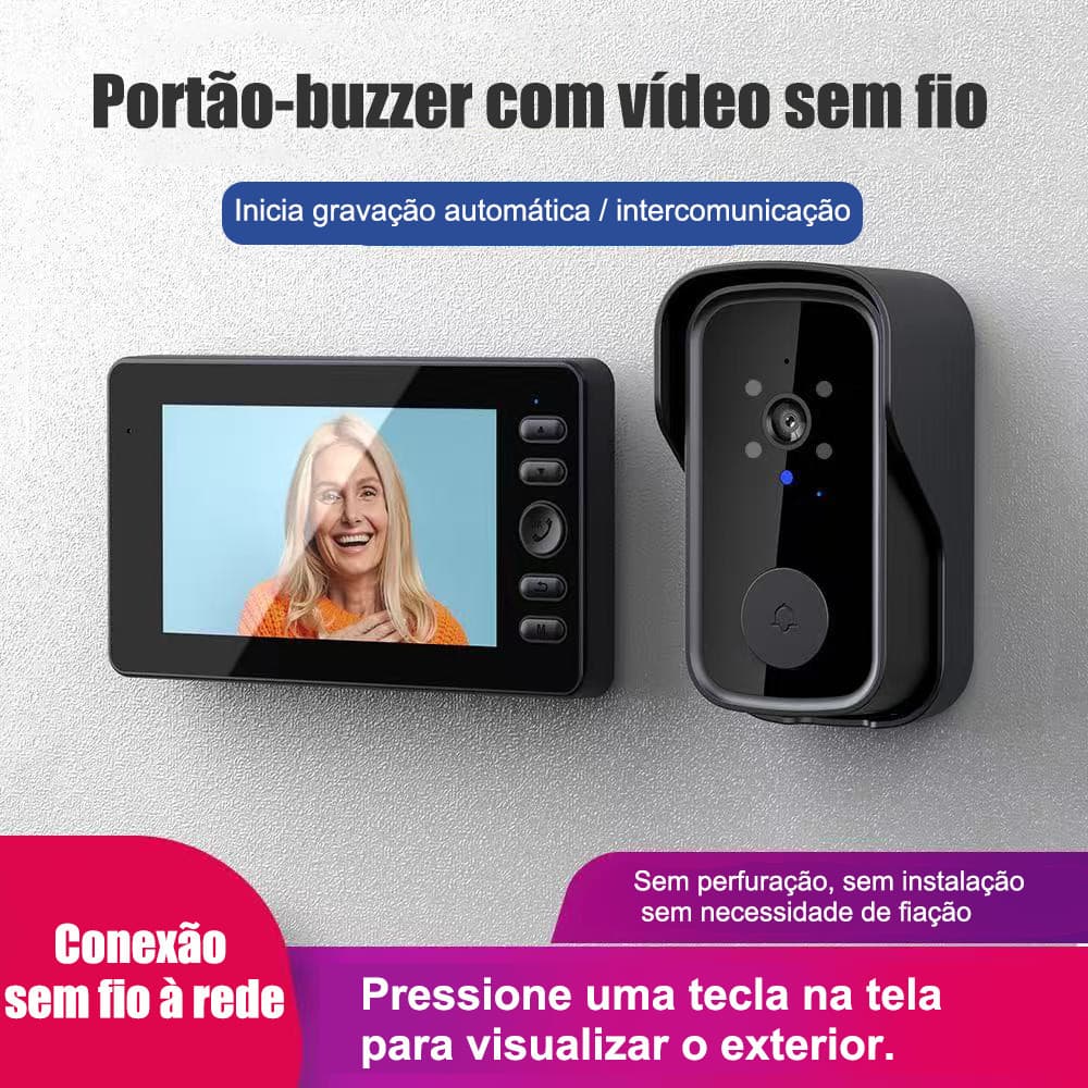 Campainha Visual Sem Fio com Tela - Segurança Inteligente para Sua Casa | Modelo M10s