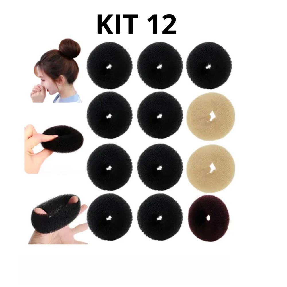 kit 12 Acessórios Para Cabelo Mulheres Rosquinha Mágica Modeladora Para Fazer Coque IMPERIO