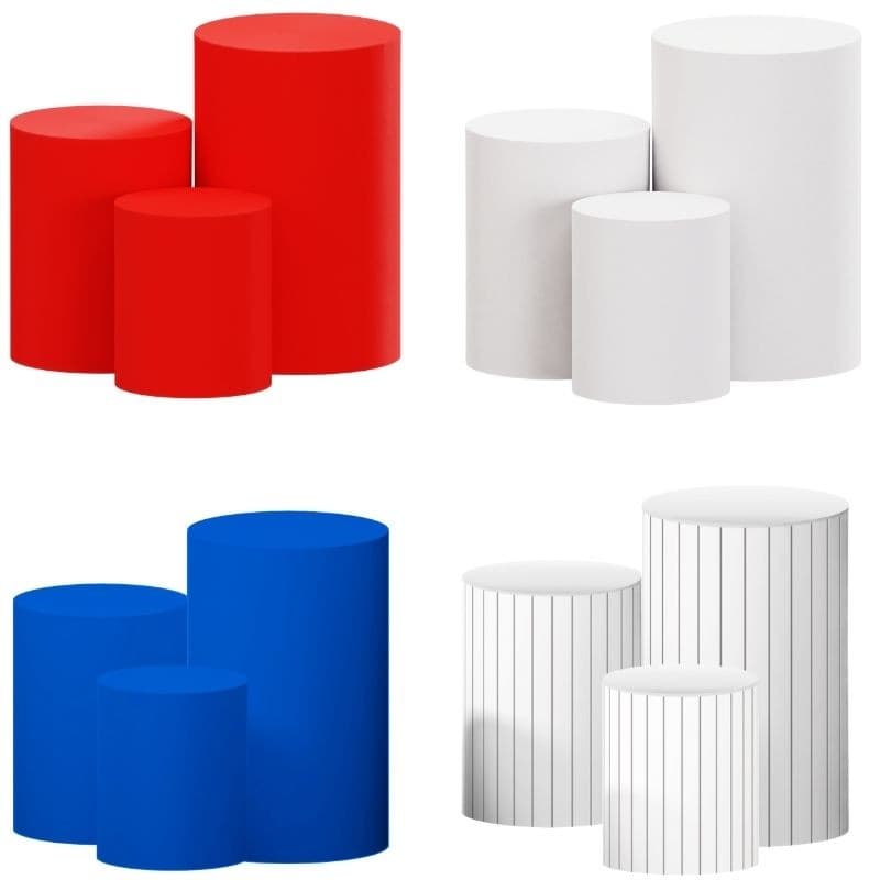 Trio De Capas Para Cilindros De Festa Ripado ou Lisa Branco P M G Com Elástico Veste Fácil Alta Qualidade