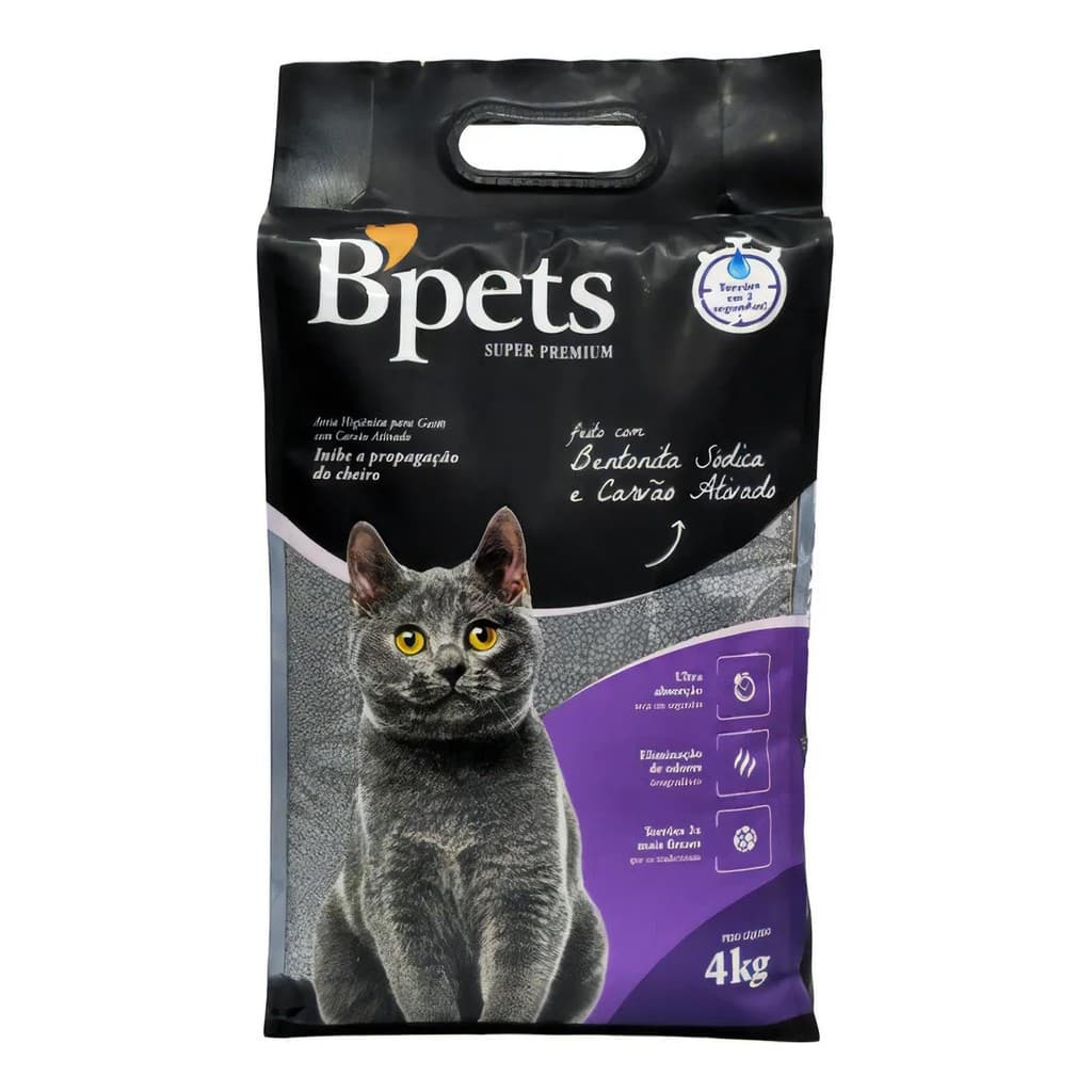 Areia Para Gatos Bpets Com Bentonita Sódica E Carvão Ativado