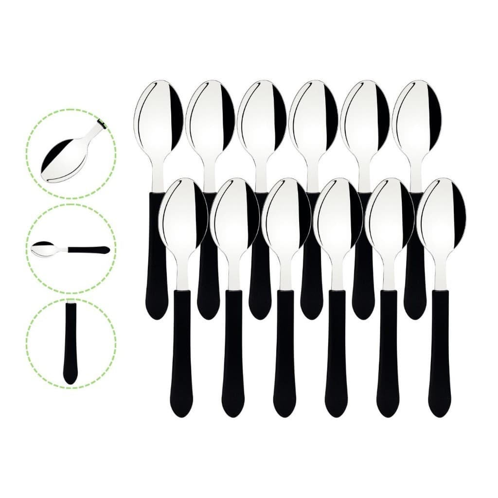 Kit 6, 9, 12 ou 24 Colheres De Mesa Leme Tramontina Aço Inox E Cabo Preto