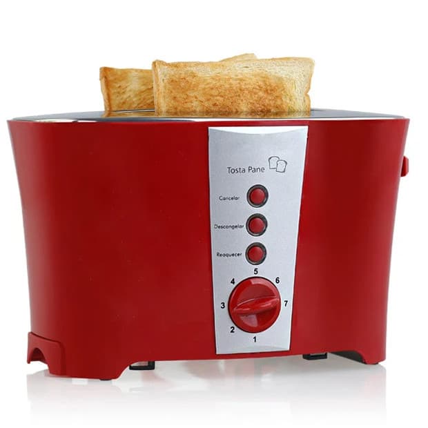 Torradeira 3 em 1 Tosta Pão Em Aço Inox 110V Premium 800W 7 Níveis 2 Fatias