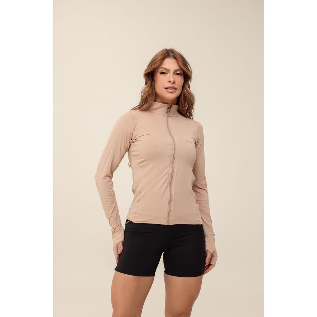 Casaco Jaqueta UV  Feminina Fitness Slim De Academia Yoga Ginástica Ciclismo Corrida Essentials MF