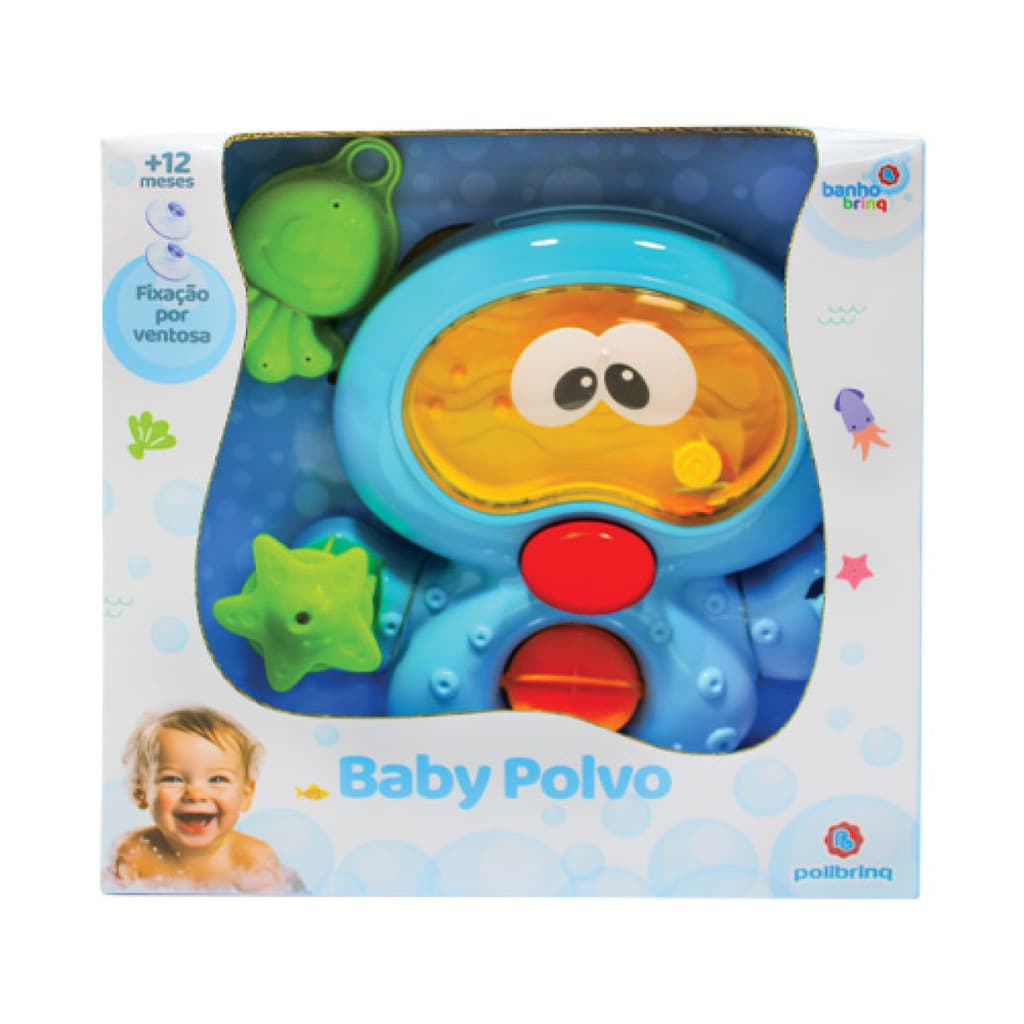Brinquedo de Banho Baby Polvo com Ventosas Cascatas de Água Polibrinq