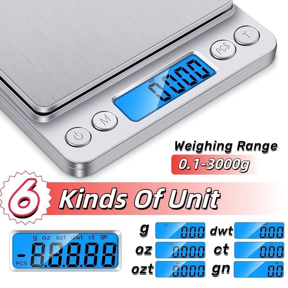 Mini Balança Digital De Cozinha Alta Precisão 0,1g Até 3000g Ou 0,1g Até 0,500g - Aries shop