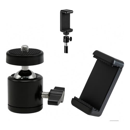 Kit Cabeça De Bola Suporte Celular 360 P/ Tripé Rosca 1/4 Cabeça de Tripe