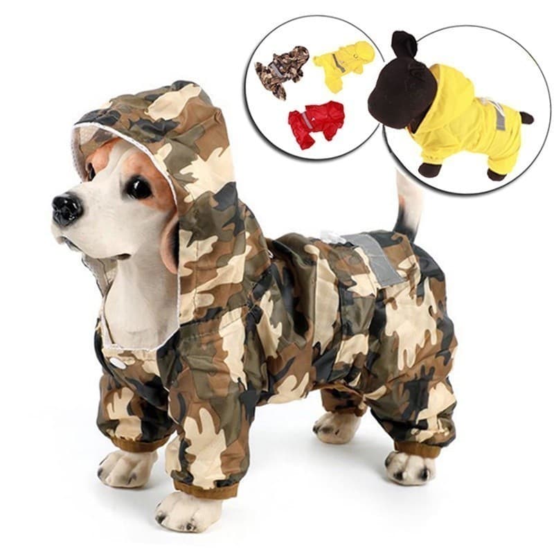 Capa de Chuva Impermeável para Animais de Estimação com Capuz, Roupa de Chuva para Cães com Faixa Refletiva, Acessórios 