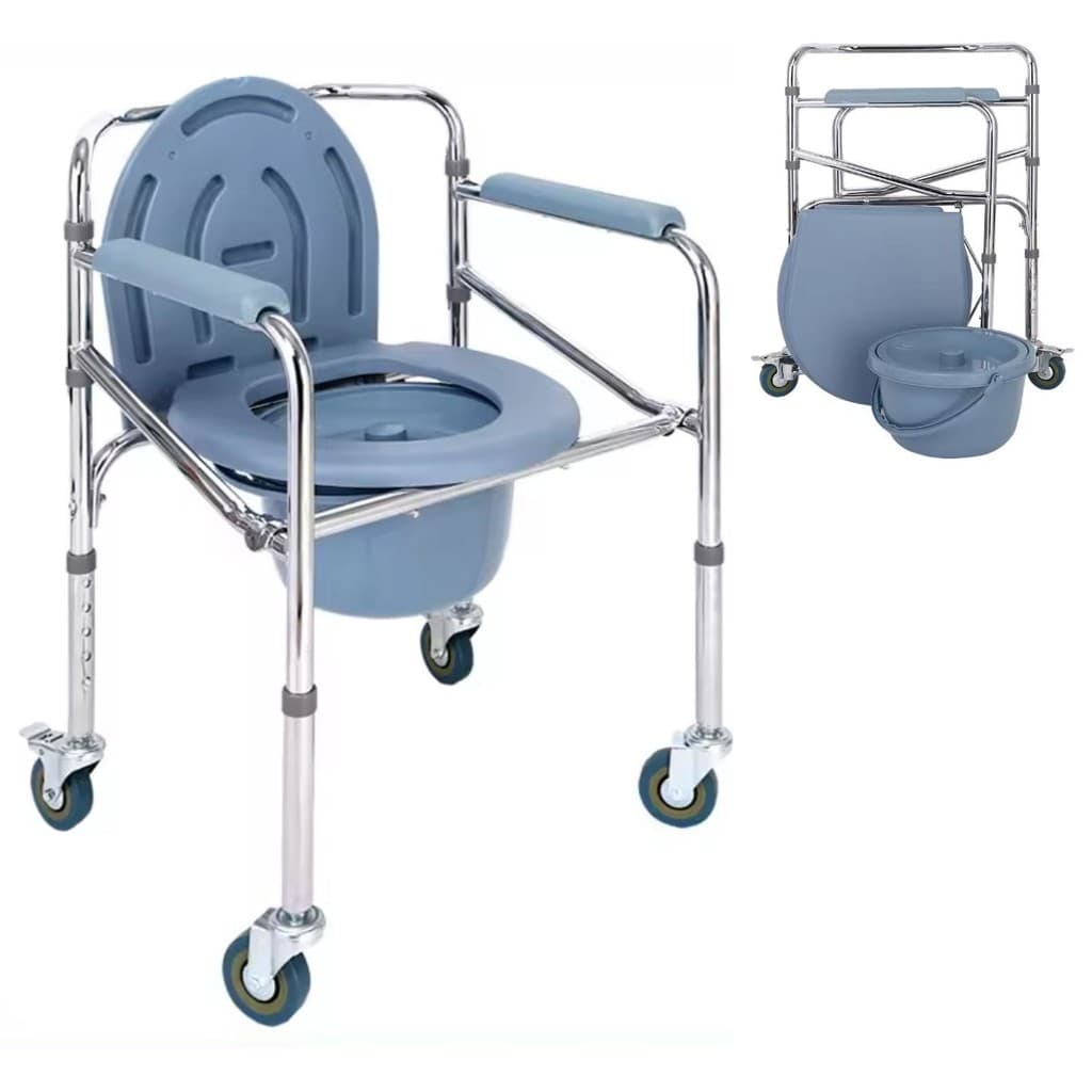 Cadeira Pra Banho 4 Rodas Com Assento Dobravel 100kg Supermedy