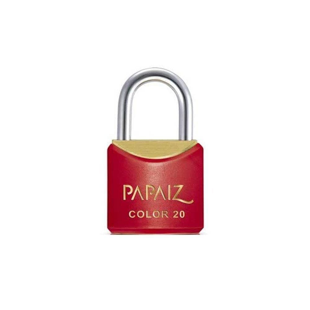 Cadeado com Chave 20mm Latão Vermelho Colorido Papaiz
