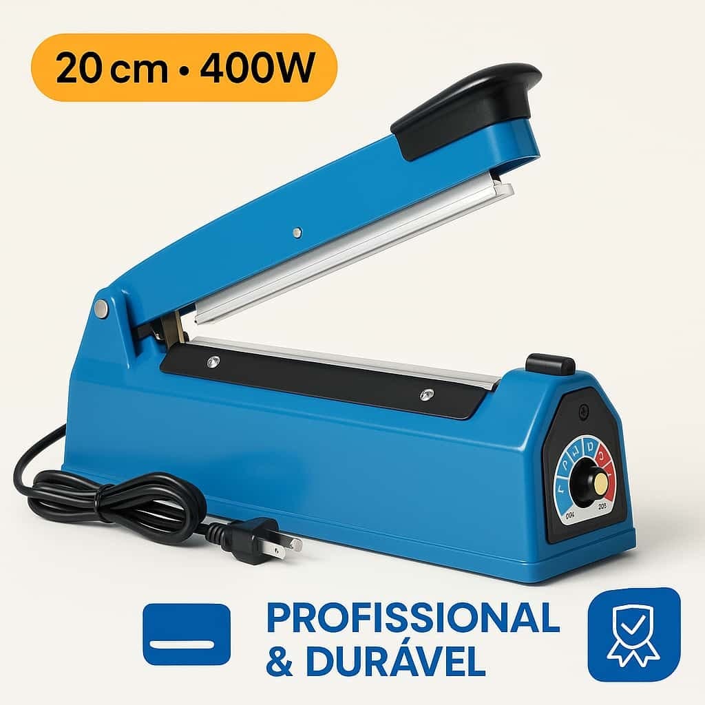 Seladora de Plástico Profissional 500W 20cm Embaladora Térmica Ideal para Alimentos e Produtos