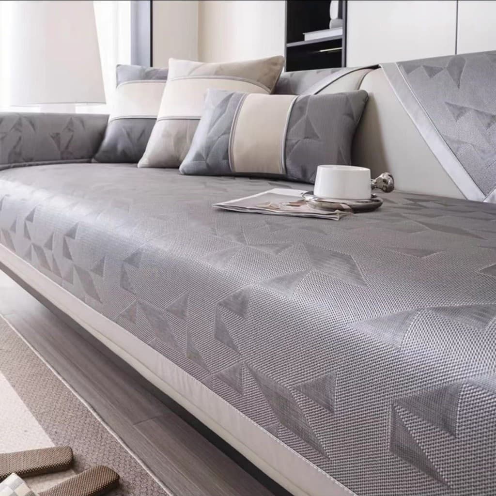 Luz de luxo novo estilo 2024 verão fresco tapete de seda gelo sofá almofada de couro assento capa de almofada pano toalh