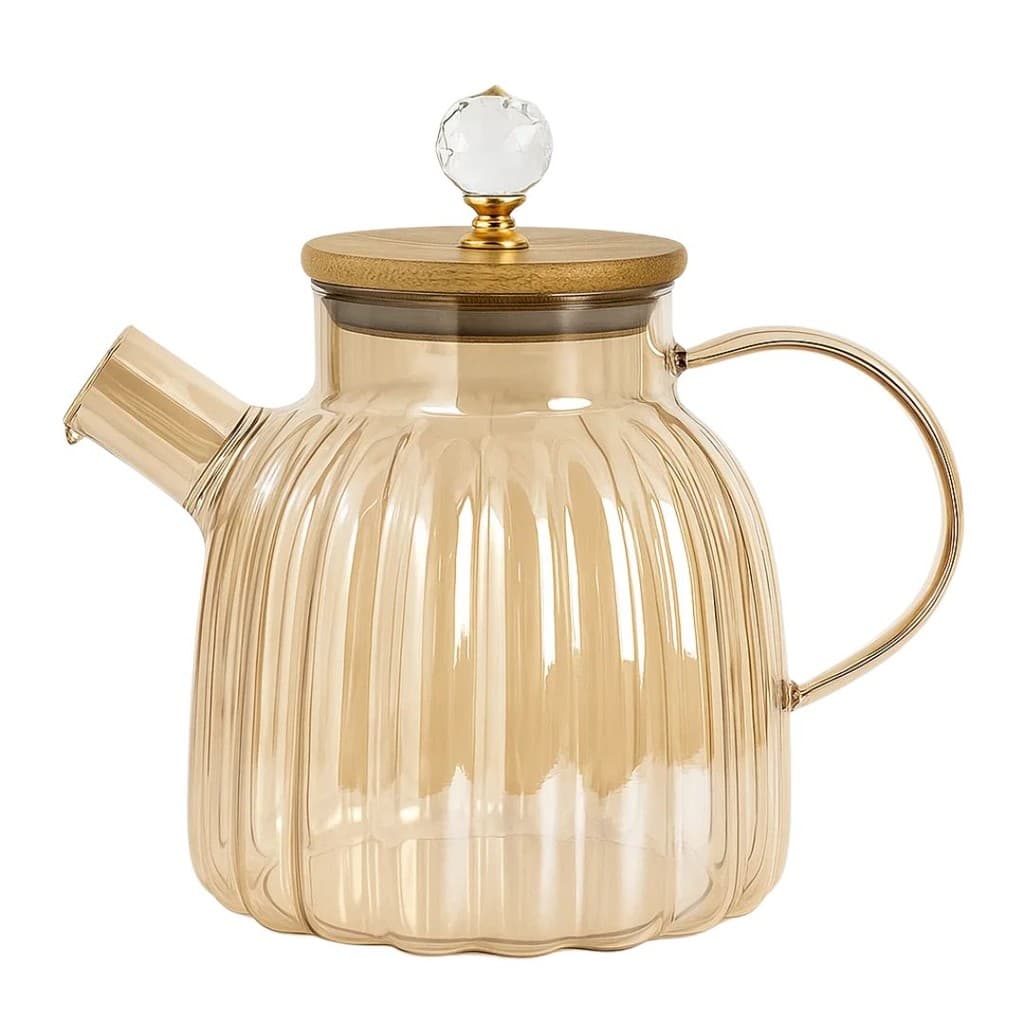 Chaleira em Vidro 1,5l Canelado Tampa Bambu 24986 - Vencedor