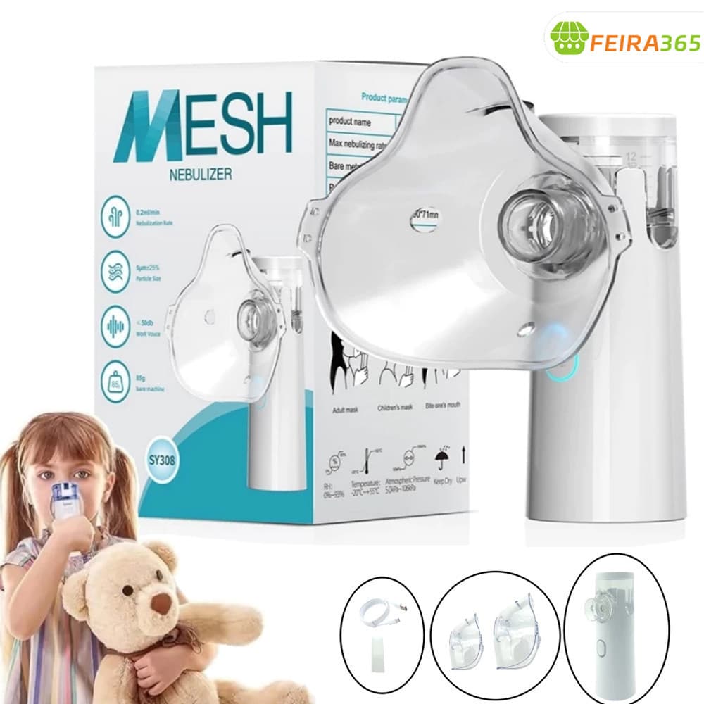 Nebulizador Portátil Silencioso para Adultos e Crianças, Inalador a Jato