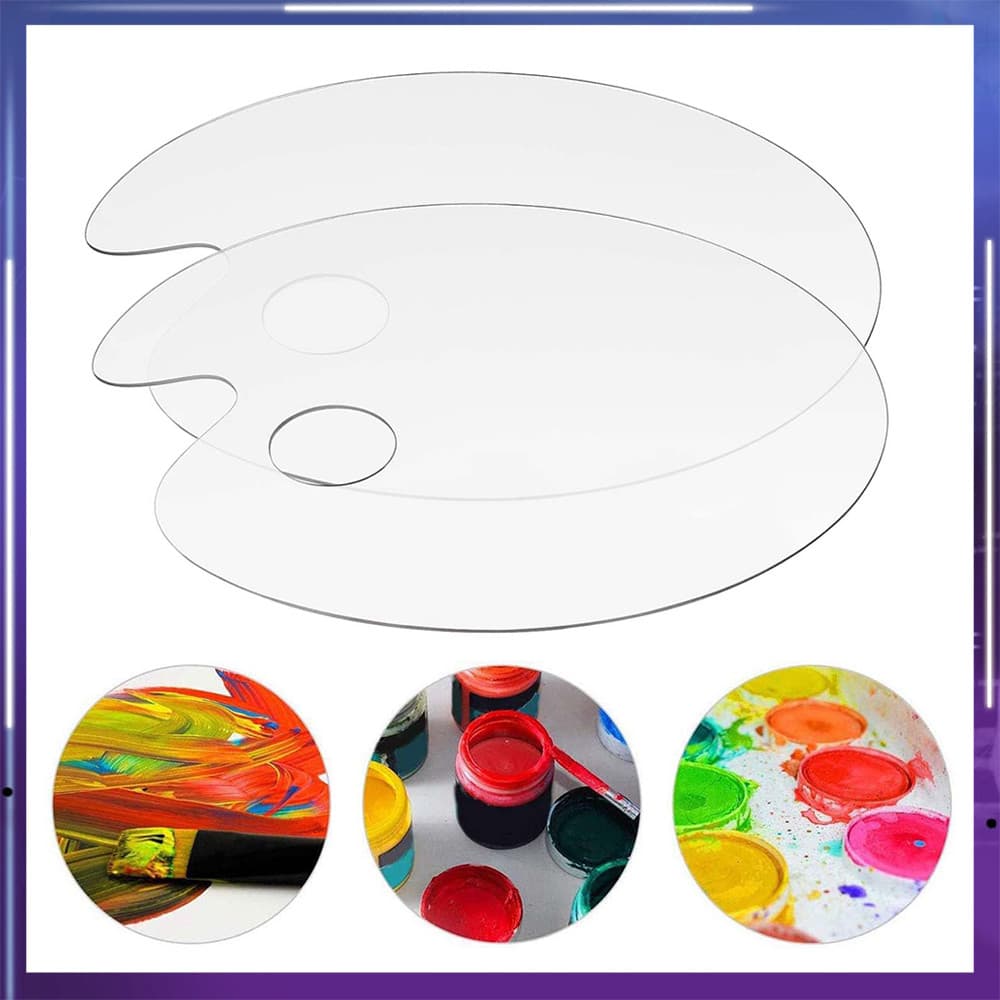 2 peças paletas de pintura acrílica transparente,oval, ,para mistura de tinta a óleo acrílica, fácil de limpar (20x30cm)