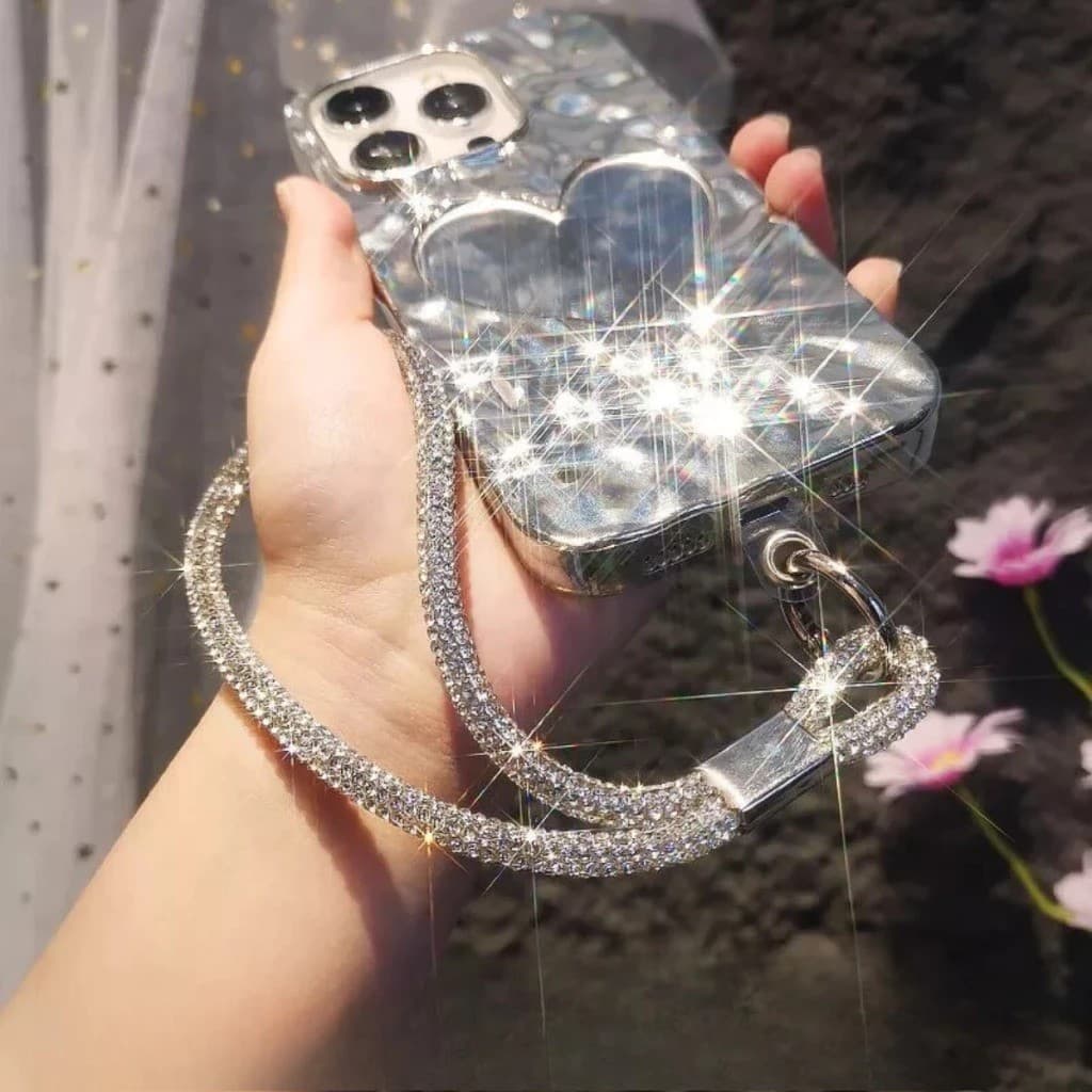 Cordão Carnaval Strass Glitter Corrente Pulso Smartphone Universal Brilhante Anti Furto Anti Perda
