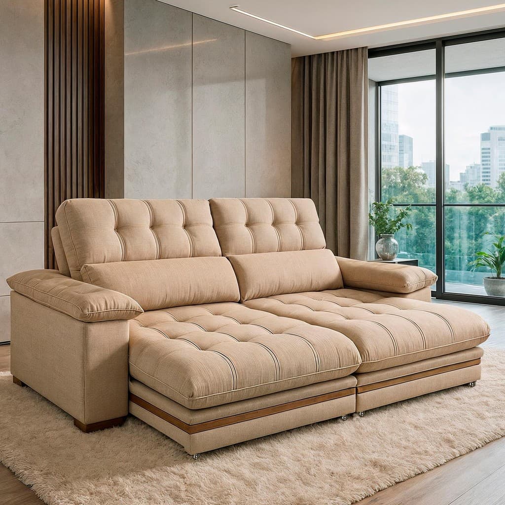 Sofá 5 Lugares 2,90m Retrátil e Reclinável Turim Bom Pastor