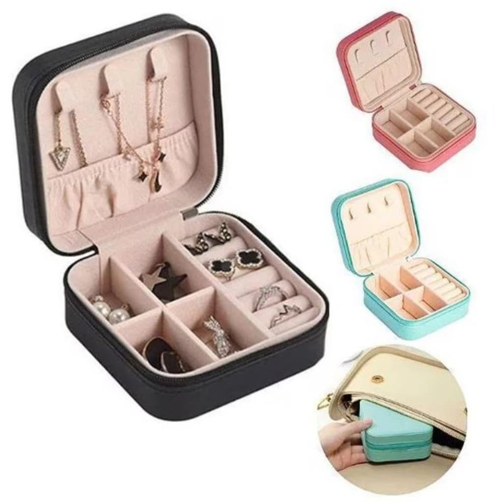 Rosa KIT 1/2/3/4 PCS Porta Joia De Bolsa Para Viagem Portátil caixa de armazenamento bolsa anel colar Bom Presente