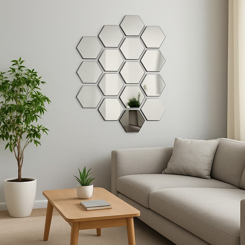 Kit Com 10 Espelho Decorativo Em Acrilico Em Formato De Hexagono 12x10cm espelho Flexivel  Ecológico top