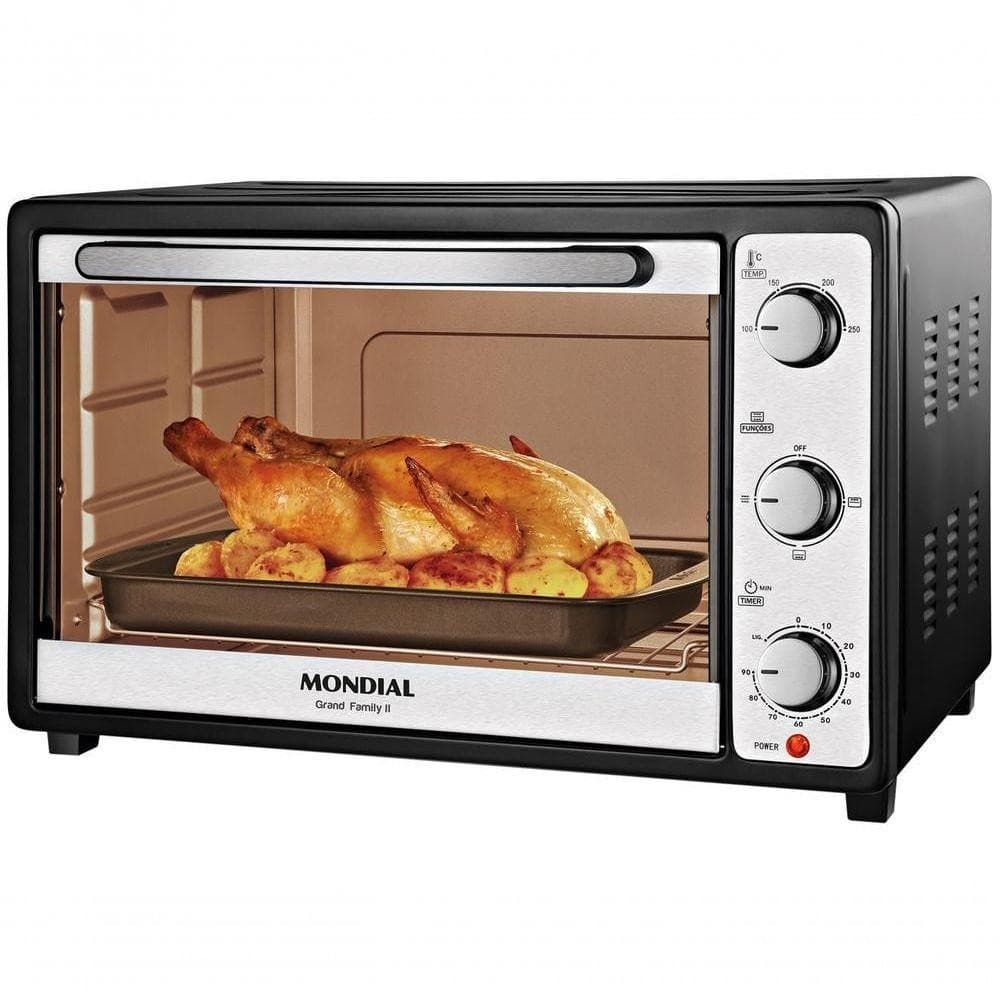 Forno Elétrico Mondial 52 Litros FRN52B 1800W Grand Family Ii Preto Inox 110V