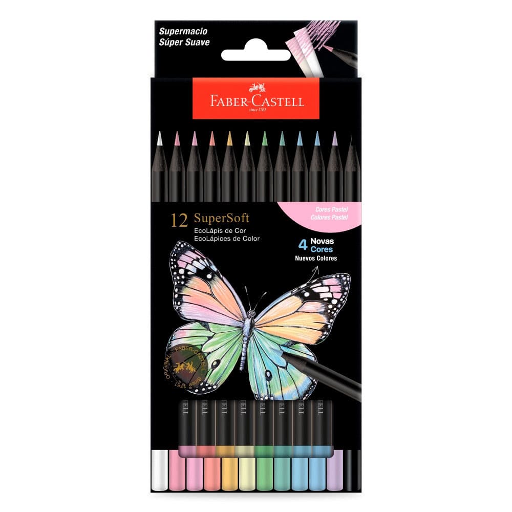 Lápis de cor Supersoft 12 cores Pastel 210745 Faber-Castell