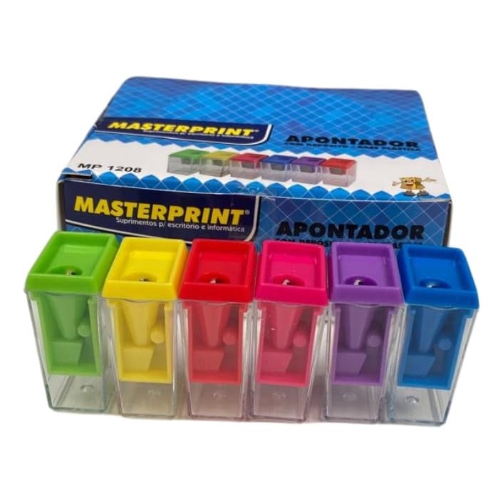 Kit 24 Apontador Com Deposito 4cm Cores Sortidas - Masterprint