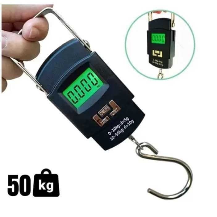 Balança Digital Portátil De Mão gancho Até 50kg Trava Mala Bagagem