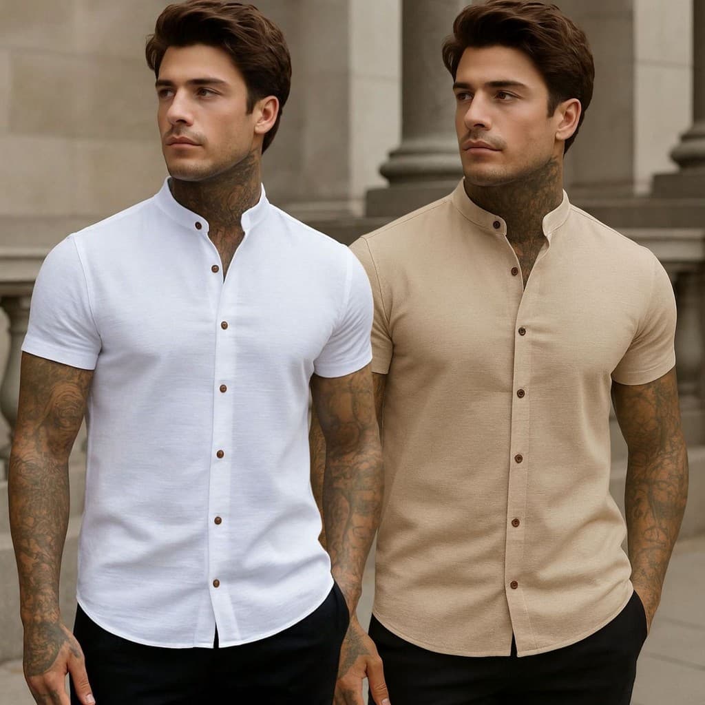 Kit 2 Camisa Masculina Gola Padre Social Manga Curta Premium