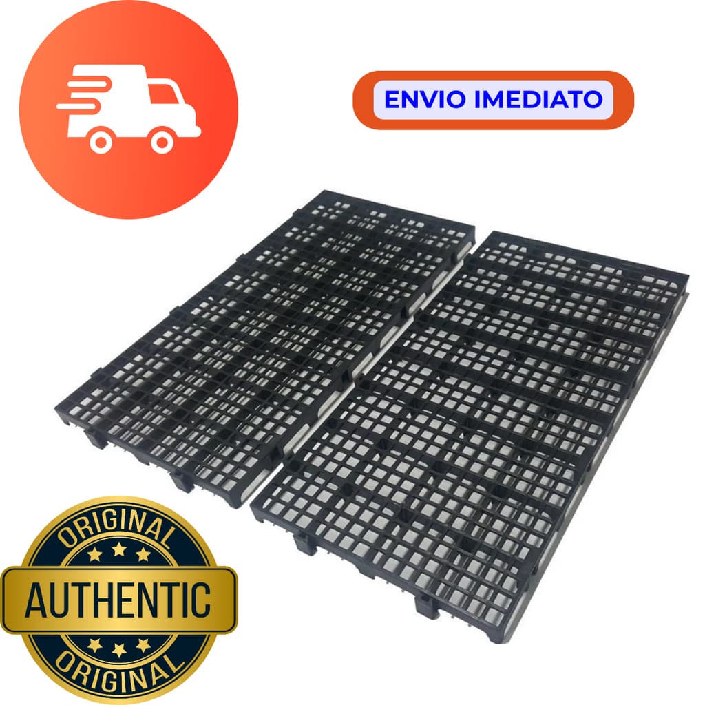 2 Pcs Pallet Estrado Plásticos Preto 25x50x2,5cm Piso Palete Tapete Plástico Modular Piso Deck
