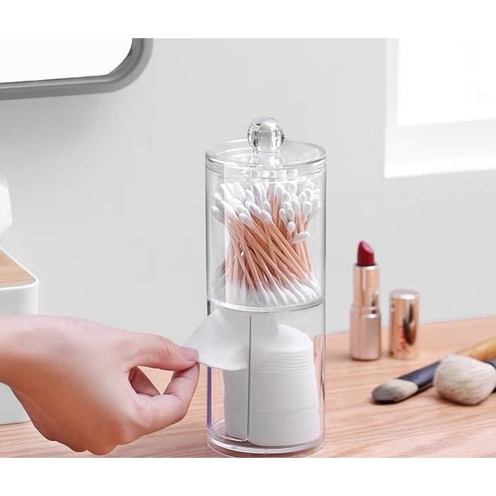 Recipiente Duplo - Caixa Organizador de Cosméticos Porta Cotonete/Algodão/Joias Multifuncional