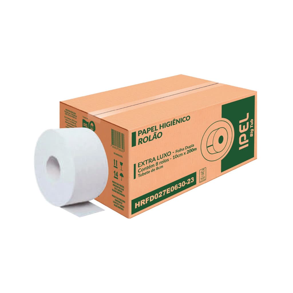 Papel Higiênico Rolão Folha Dupla Big Tube 8x200m Ipel