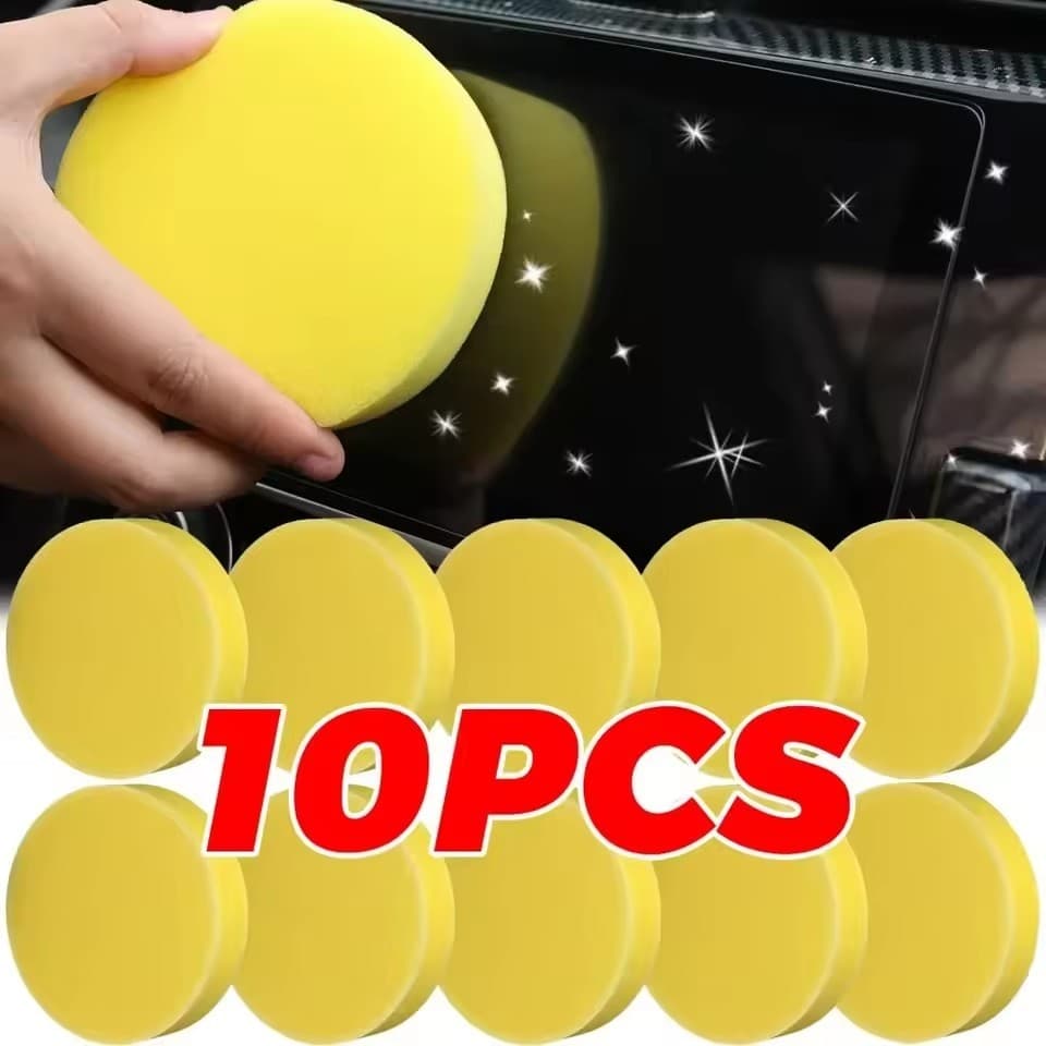 Bloco De Esponja De Aplicação De Cera Amarela-Textura Densa De Favo De Mel Para Limpeza De Pneus De Polimento De Carro S