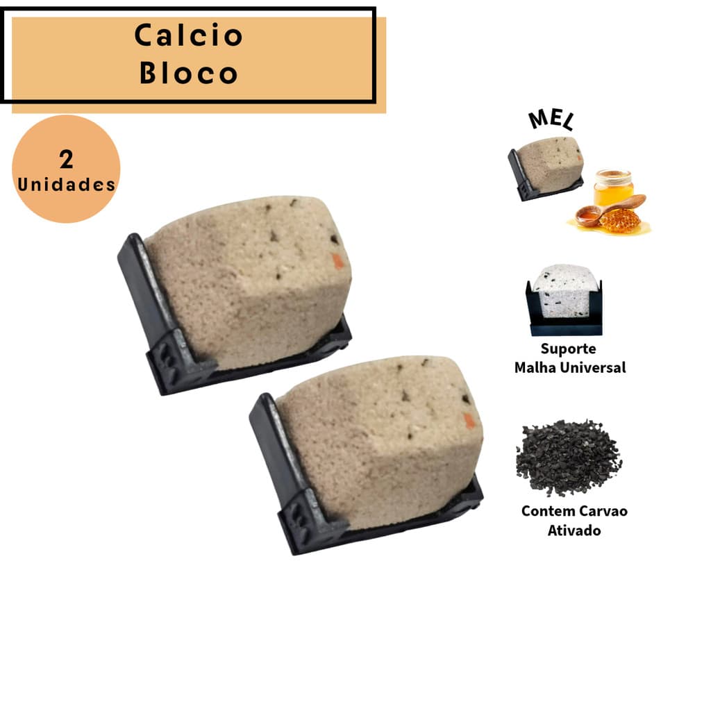 2 Pedras Calcio Sabores C/ Carvao Ativado Minerais -Passaros