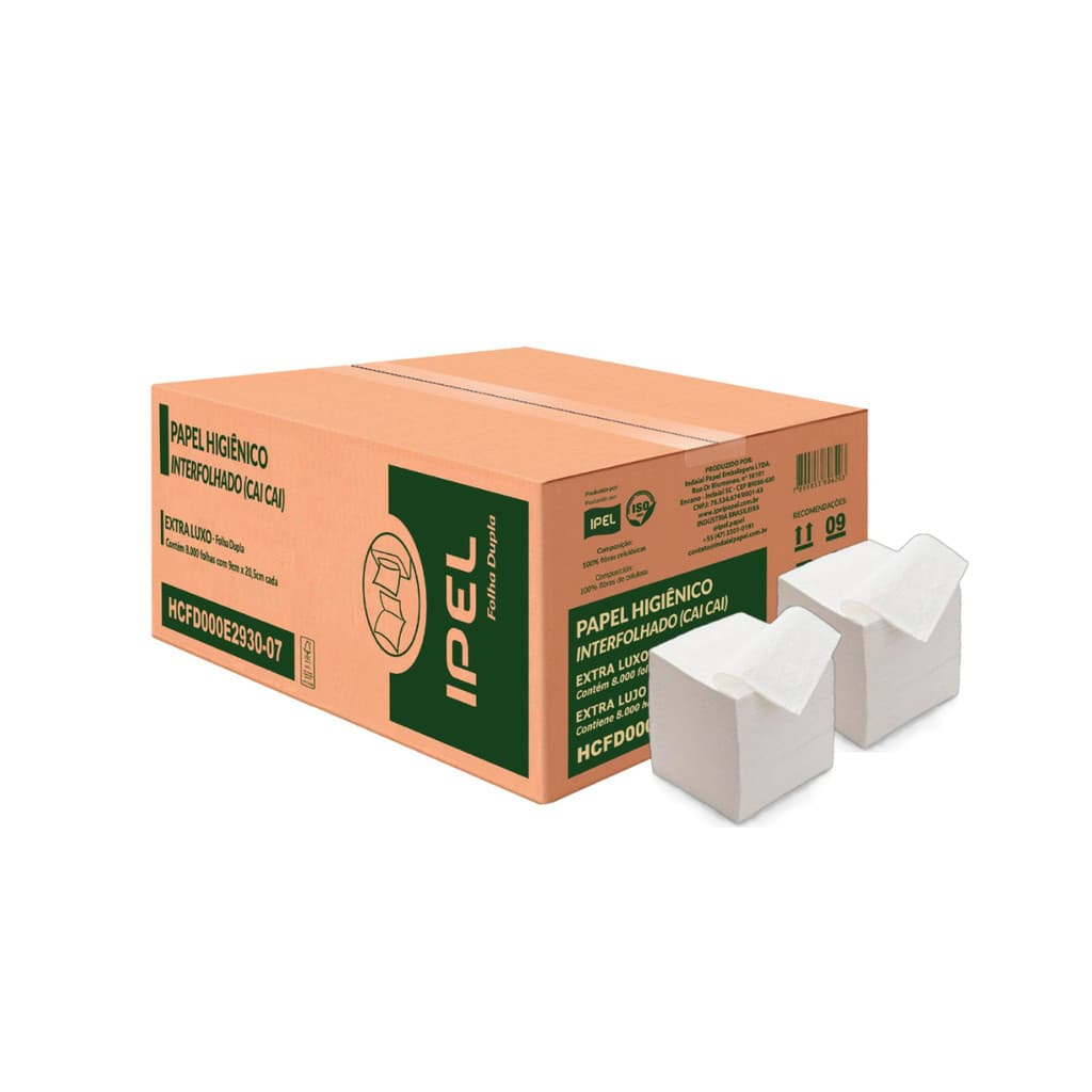 Papel Higiênico Interfolhado Folha Dupla com 8.000 unidades Ipel