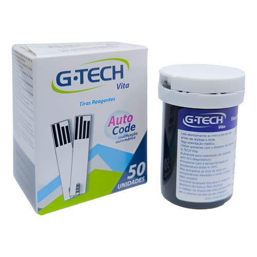 Tiras Reagentes Para Teste De Glicemia Ttvt50 Com 50 Unidades G-tech Vita