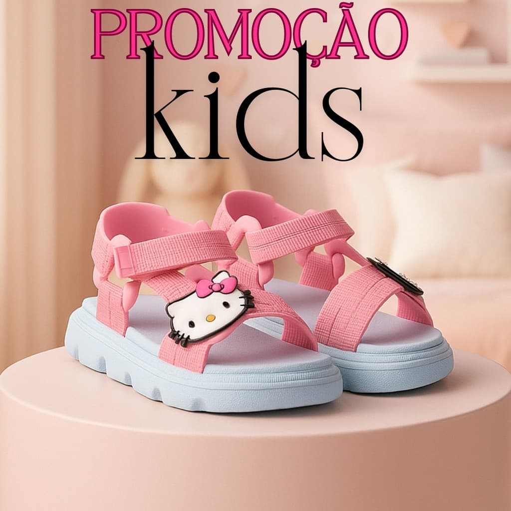 Sandália Papete Hello Kitty Infantil Super Leve e Antiderrapante