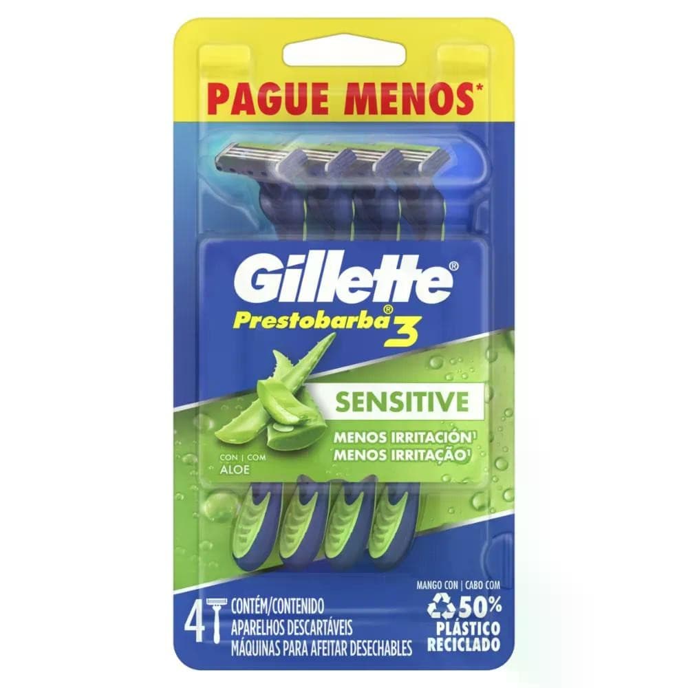 Aparelho Gillette Prestobarba 3 Sense Care Leve 4 Pague 3Un