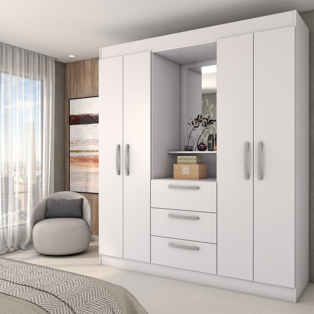 Guarda-Roupa Solteiro Europa 4 Portas 3 Gavetas - Panorama Móveis