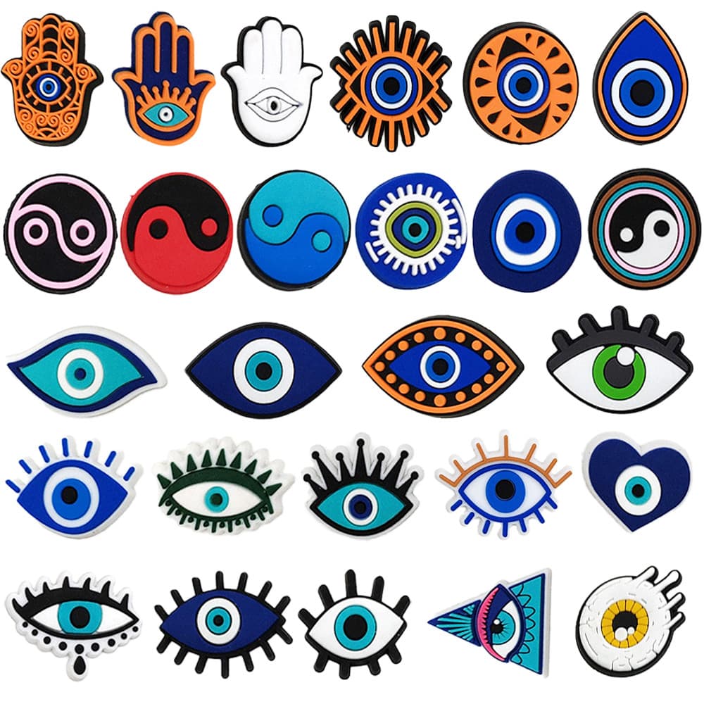 Encantos de Sapatos 26 Estilos da Série Olhos de Demônio Decorações Acessórios de PVC com Botão